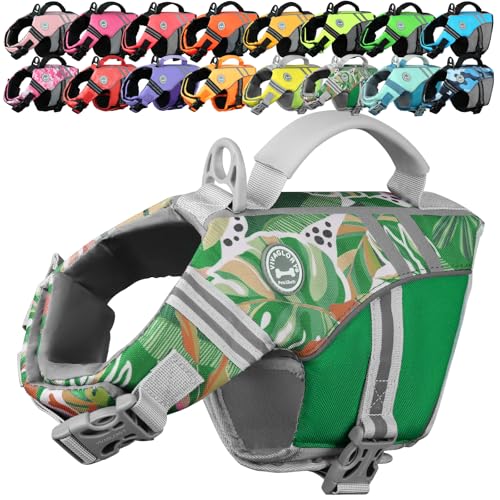 VIVAGLORY Sports Style Dog Life Vest, Dog Life Jacket for Swimming & Boating, Ripstop & Buoyancy for Puppy Doggy, Lifejack...