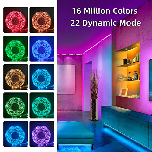 Lcutml 50FT Smart LED Strip Lights, Sync to Music with 40 Key Remote Controller，Lighting Strips with App Control LED Light...