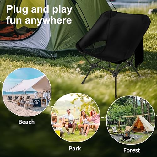 Lightweight Camping Chairs with Adjustable Height, Portable Camping Chairs for Adults with Carry Bag and Side Pockets, Fol...