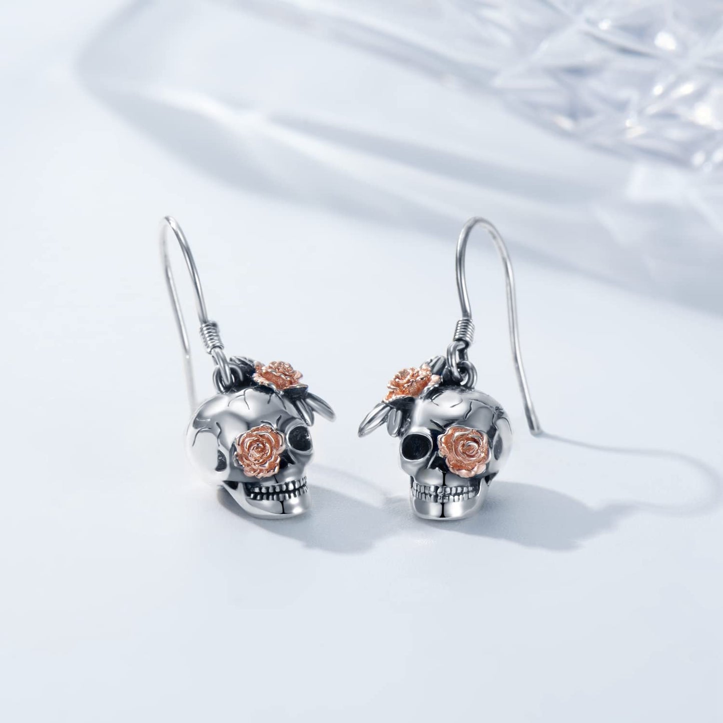 Gothic Skull Earrings 925 Sterling Silver Dangle Skull Jewelry for Women