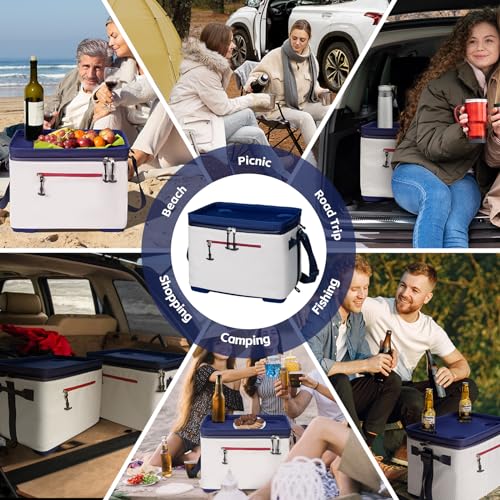 ADDIMOR 40Can Collapsible Cooler Box, Versatile Insulated Leakproof Cooler Bag with Hard Inserts and 4 Cup Holders, Large ...