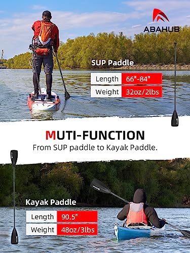 Abahub SUP Paddle - 3 Piece Adjustable Paddles - Lightweight Stand-up Paddle Oars for Paddleboard, Adjustable Aluminum All...