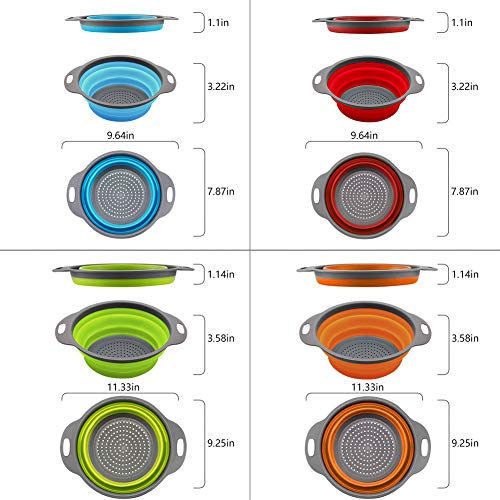 QiMH Collapsible Colander and Strainer Set of 4, 2 PC 4 Quart(1 gal) and 2 PC 2 Quart(0.5 gal), Food-grade Sturdy Plastic ...