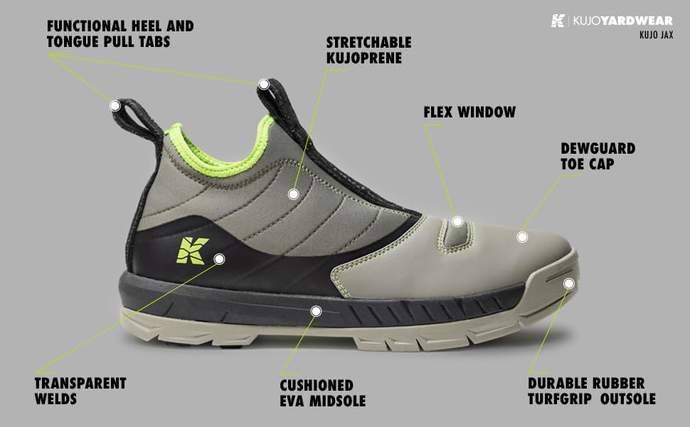 Kujo Yardwear Jax | Water Resistant and Slip Resistant | Easy Pull-on Outdoor Shoe