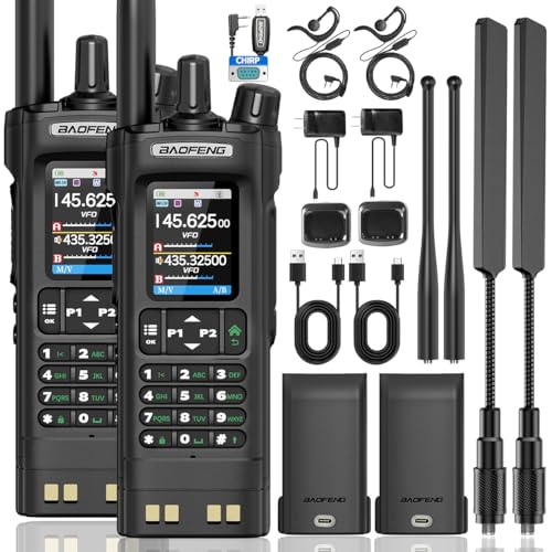 BAOFENG UV-32 Ham Radio Long Range 10W Rechargeable Walkie Talkies UV32 5RM Handheld Two Way Radio NOAA Weather Radio with...
