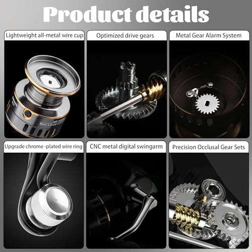 Lacusmall Spinning Fishing Reel, Saltwater Freshwater Spinning Fishing Reel, HE Series 22LBs Max Drag, 12 Ball Bearings,5....