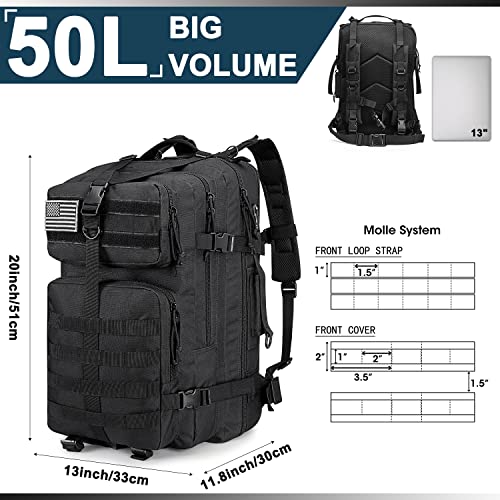 G4Free 50L Tactical Backpack 3 Day Assault Pack Outdoor Bug Out Bag Military Style for Trekking Camping Fishing Hiking