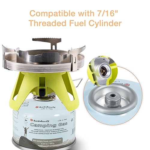 Hotdevil Bottletop Propane Camping Stove Portable 1-Burner Adjustable Stove with Wind Baffles Pressure Regulator equivalen...
