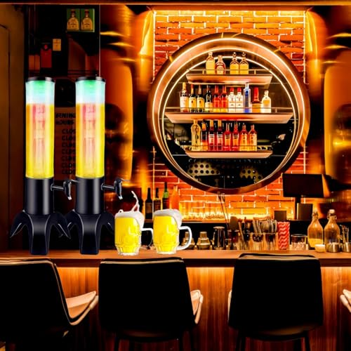 2PCS Drink Tower: 1.5L/50oz Mimosa Tower Dispenser with Ice Tube and LED Light, 1.58 Qt Tabletop Beer Dispense for Bars Pa...