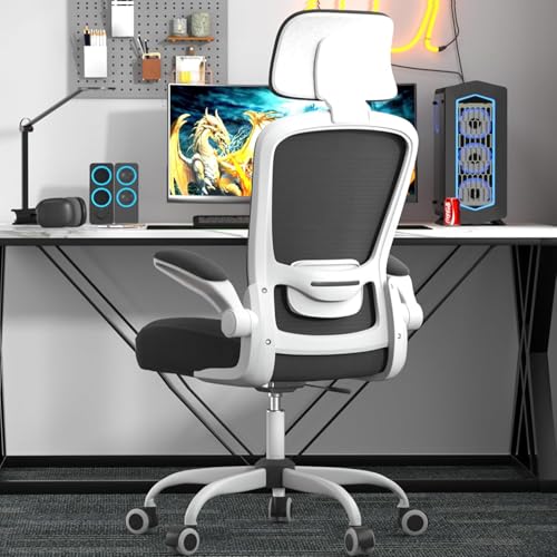 Mimoglad Office Chair, Comfy Desk Chair - High Back Ergonomic Computer Chair with Adjustable Lumbar Support & Headrest, Fl...