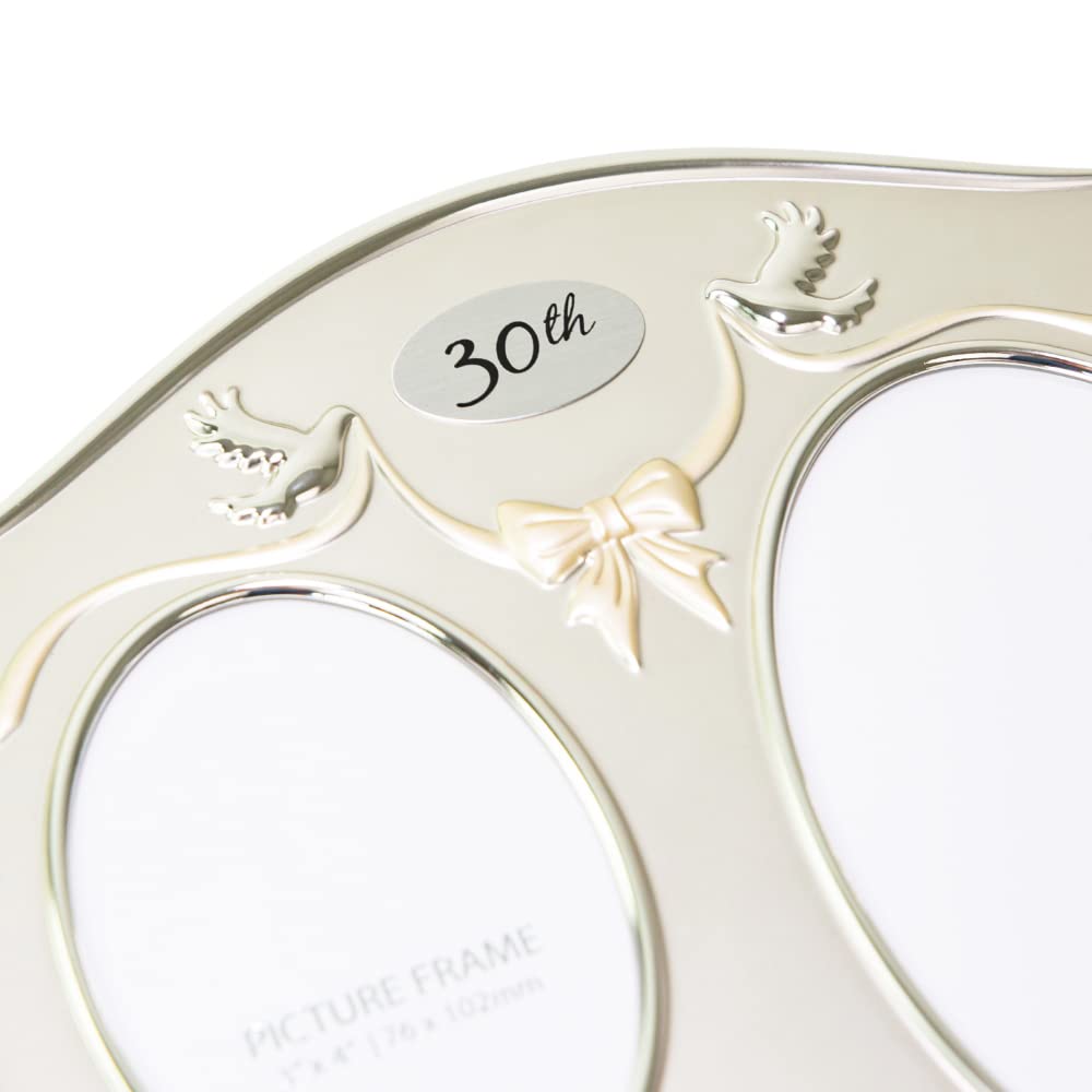 Haysom Interiors Traditional Two Tone Silver Plated 30th Pearl Anniversary Double Picture Frame