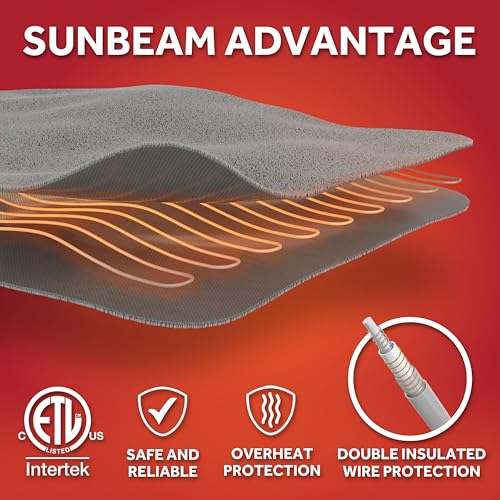 Sunbeam Electric Throw Royal Posh Velvet Heated Blanket, 4 Heat Settings, 4-Hour Auto Shut-Off, Fast Heating, Lush, Silky,...