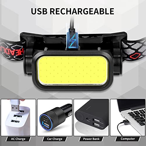 Headlamp Rechargeable, 1500 Lumens Wide Beam Led Headlamp, Lightweight Hard Hat Light, 4 Modes Lightbar Head lamp, Outdoor...