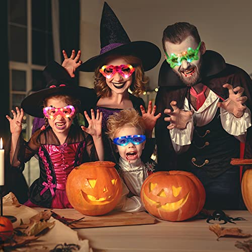 21 Pcs LED Glasses 7 shapes 6 LED Glow In The Dark Party Supplies Favor for Kids Adults shutter heart round star butterfly...