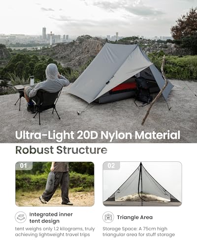 OneTigris HILLRIDGE Ultralight Backpacking Tent + Tent Poles