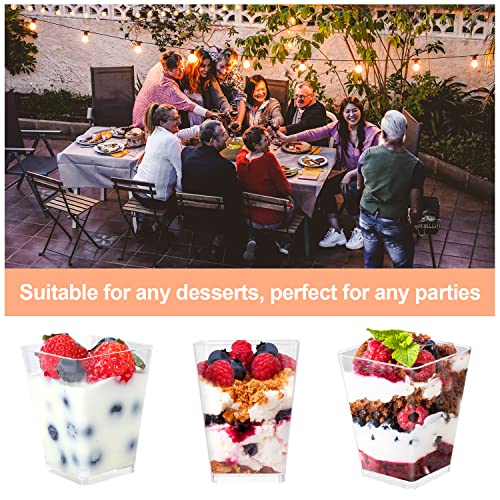 EASERCY 50 Pack 5 oz Plastic Dessert Cups with Lids, Yogurt Parfait/Appetizer Cup with Lids for Party, Mini Dessert Cups w...