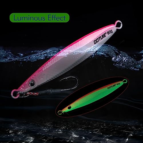 Goture Fishing Jigs Saltwater,60g-400g Vertical Jigs with Assist Hook, Speed Fast Jig Deep Sea Fishing Jigging Spoon Lures...