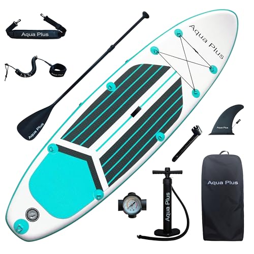 Aqua Plus 6inches Thick Inflatable SUP for All Skill Levels Stand Up Paddle Board,Paddle,Pump,ISUP Travel Backpack, Leash,...