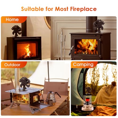 JossaColar Wood Stove Fan Heat Powered Fireplace Fan Non Electric, Thermal Fan for Wood Burning Stove//Log Burner, w/Stove...