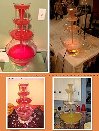 WIKINK 3 Layers Party Water Fountains, LED Lighted Wine Fountain, Light-Up Flow Drink Fountain with 1.5 Gallon 5 Reusable ...