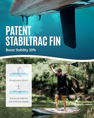 ZLX Inflatable Stand Up Paddle Board, 10'6" SUP Non-Slip Stable Deck Pad, Unique Center Fin, Premium Accessories, Portable...