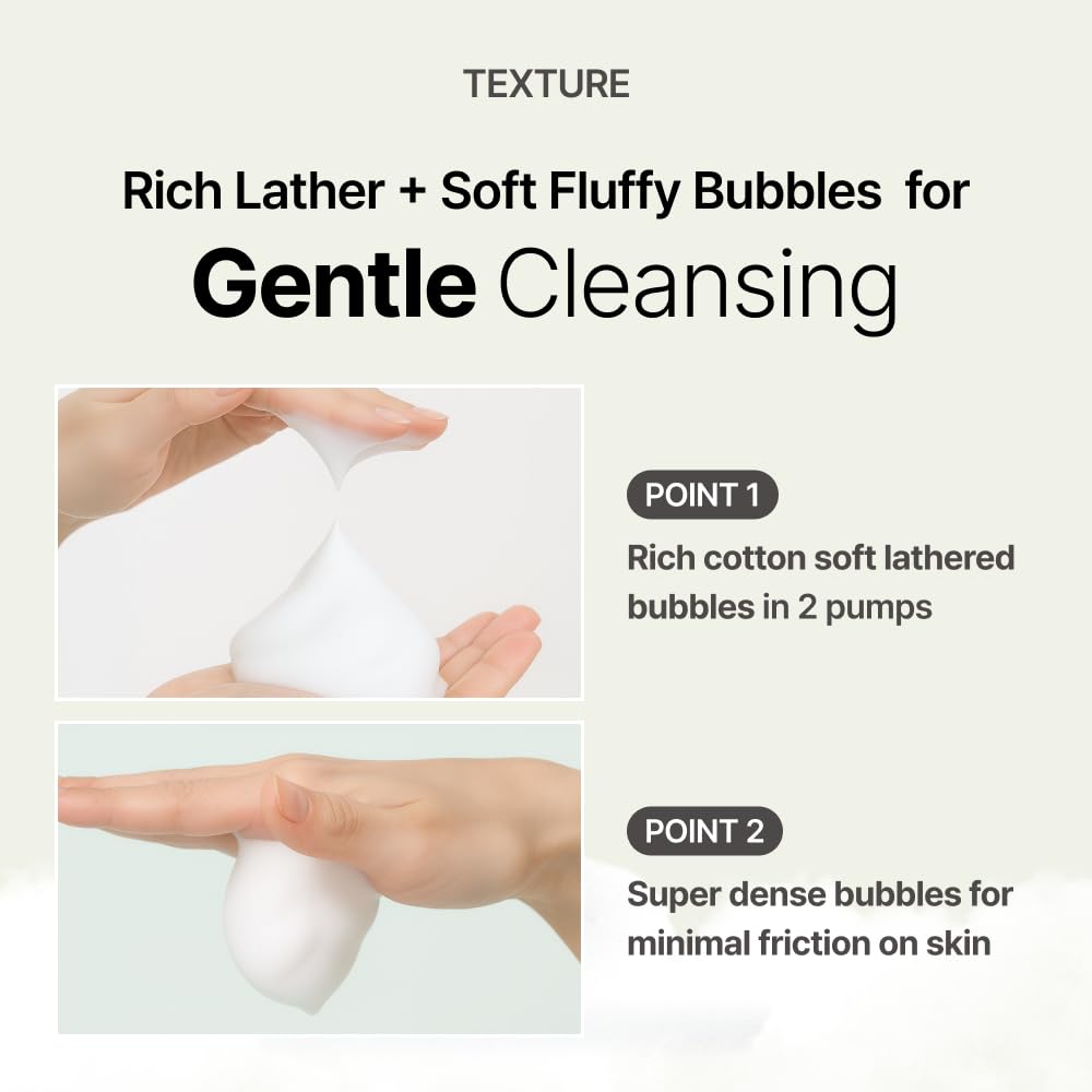 MENOKIN Cotton Cloud Bubble Cleanser [Daily Comfort] Betaine for Lasting Hydration, Low pH for Sensitive skin, Non-Stripping, Da