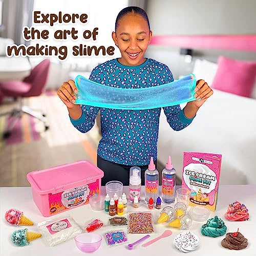 Original Stationery Ice Cream Slime Kit for Girls, DIY Cherry-Scented Slime Making Set with 31 Pieces, Fun Arts and Crafts...