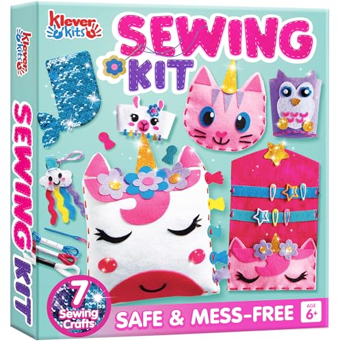 Klever Kits 7 Sewing Projects- My First Kids Sewing Kit- Easy DIY Arts and Crafts for Girls, Craft Kits, Birthday Gifts fo...