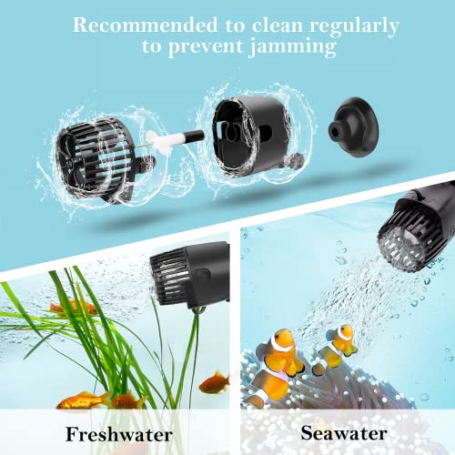AQQA Aquarium Wave Maker,3W/5W/10W/15W Suction Cup Fish Tank Single Powerhead Pump，110V/60Hz Ultra Quiet Submersible Circu...