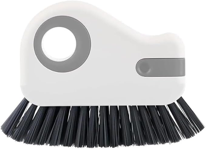 2 in 1 Groove Cleaning Brush Window Track Cleaning Tools, Multifunction Crevice Brush with Hard Bristle and Hidden Scraper, Kitchen Brush Window Track Cleaner for Sliding Door Track, Sill (Grey)