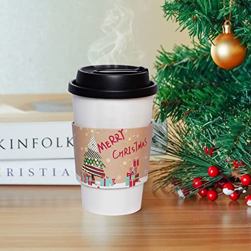 Hmxpls 24 Packs Christmas Santa Coffee Cups Sleeves, Disposable Hot Chocolate Cocoa Cup Sleeves for 12oz 16oz Hot Drinks &...
