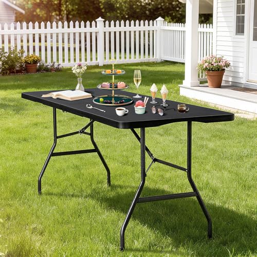 Vampire Killer 6FT Heavy-Duty Folding Table - Instant Setup Portable Utility Table for Large Gatherings, Indoor/Outdoor Ev...