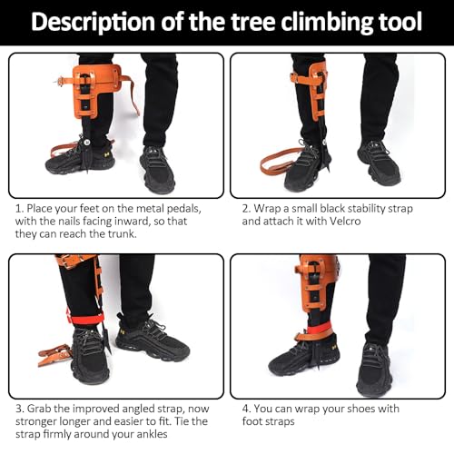 Auckyeer Tree Climbing Gear Set, Adjustable Tree Climbing Spikes Tree Climbing Tool for Tree Work