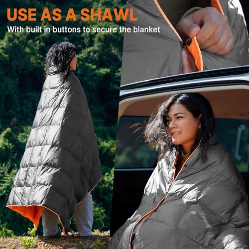 Gaialoop Down Puffy Blanket for Car Camping Outdoor Travel Backpacking, Duck Down Lightweight Portable Soft Warm Cozy Camp...
