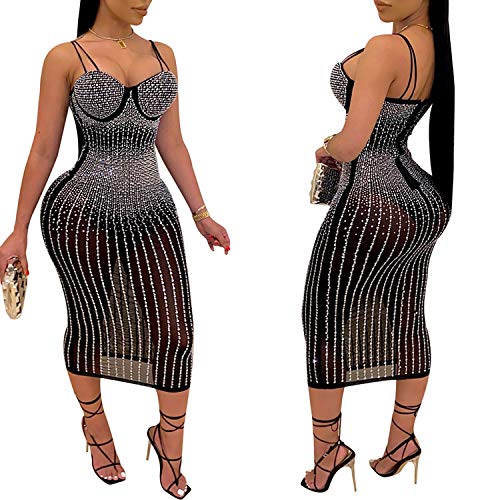 Women Long Sleeve Birthday Dresses Sexy hot Diamond Process Sexy Dress Party Club Night Dress…