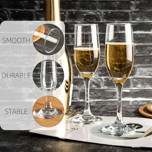 HAKEEMI Elegant Champagne Flutes Set of 16 Champagne Glasses for Wedding or Christmas, 6 oz Ideal for Sparkling Wine - Dis...