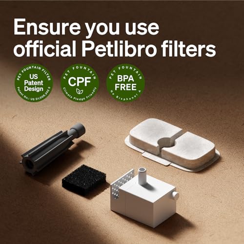 PETLIBRO Replacement Filters for Dockstream Cat Water Fountain PLWF106/PLWF116/PLWF115/PLWF105/PLWF005, 4 Months Set of Re...