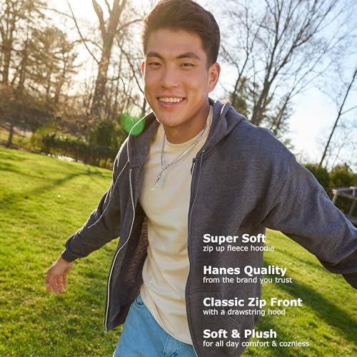 Hanes mens Zip-up Hoodie, Ecosmart Fleece Full-zip Hoodie for Men, Hooded Sweatshirt