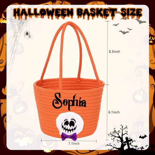 Personalized Halloween Basket Custom Embroidered Name Halloween Trick or Treat Bag for Kids，Halloween Custom Ghost Bucket