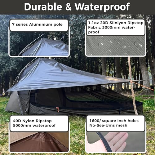 Onewind Ultralight One Person Tent, Waterproof Backpacking Tent and Ultralight Camping Sleeping Bag with Footbox