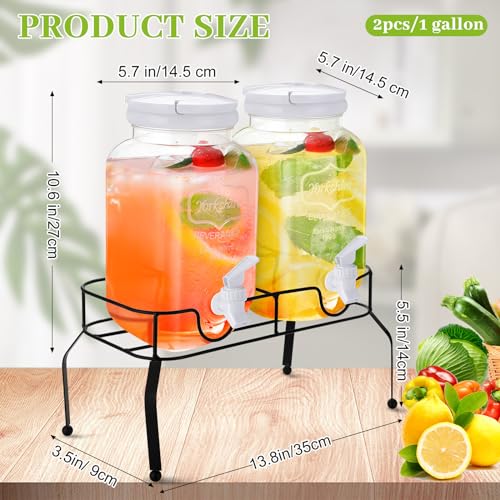 Teenyyou 2 Pcs Plastic Drink Dispensers for Parties Halloween Beverage Dispenser with Stand and Spigot Juice Lemonade Jars...