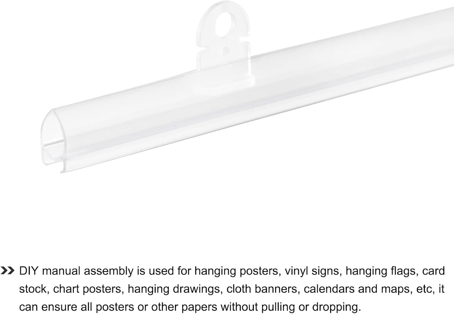 MECCANIXITY PVC Poster Hanger Rail Poster Strip Bar 45cm/18inch Clear with Clips for Poster, Map, 4 Set