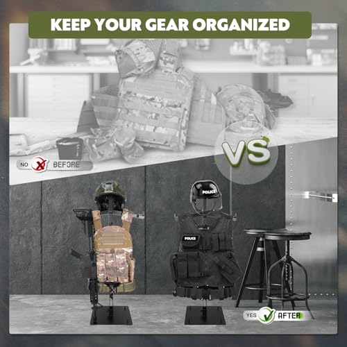Pridefend Heavy Duty Steel Tactical Gear Stand - Hold Up to 100 lbs Helmet Vest Belt Display Rack,Tactical Vest Hanger, Ad...