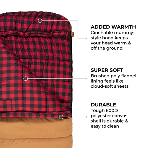 TETON Sports Deer Hunter Sleeping Bag, Warm and Comfortable Camping Sleeping Bag, Teton Tough Canvas Shell for Camping, Hu...