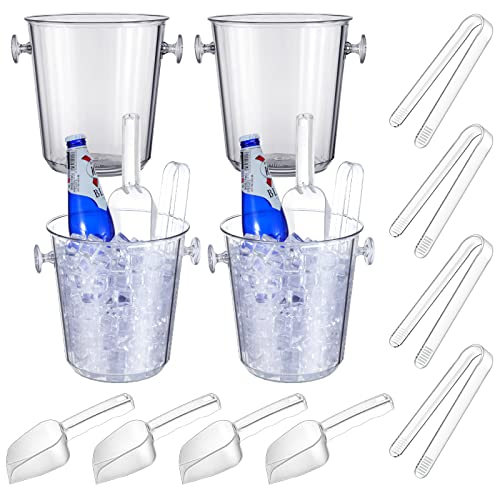 Irenare Acrylic Ice Buckets for Parties 3.5 L Plastic Clear Wine Bucket with Plastic Scoop and Tongs Bottle Drink Cooler B...