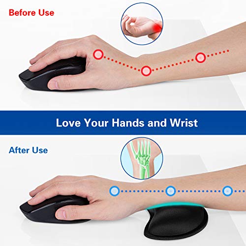 Mouse Wrist Rest, Canjoy 2 Pack Memory Foam Soft Fabric Mouse Wrist Rest Pad Support Cushion with Anti-Skid Rubber Base,Er...
