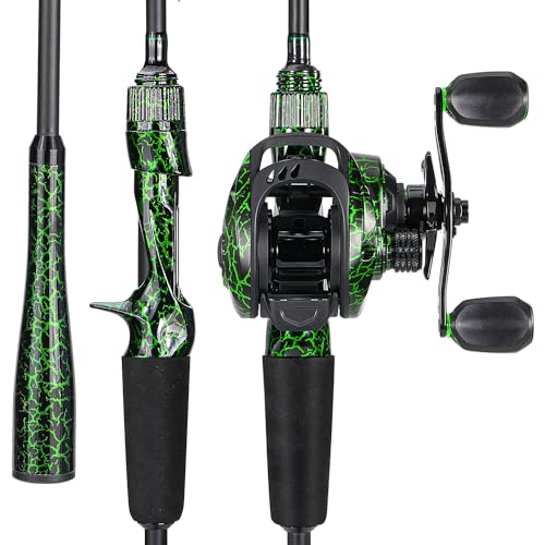 Sougayilang Casting Fishing Rod Combos, IM6 Graphite 2Pc Blanks, Anti-Reverse Baitcasting Reel, Stainless Steel Guides