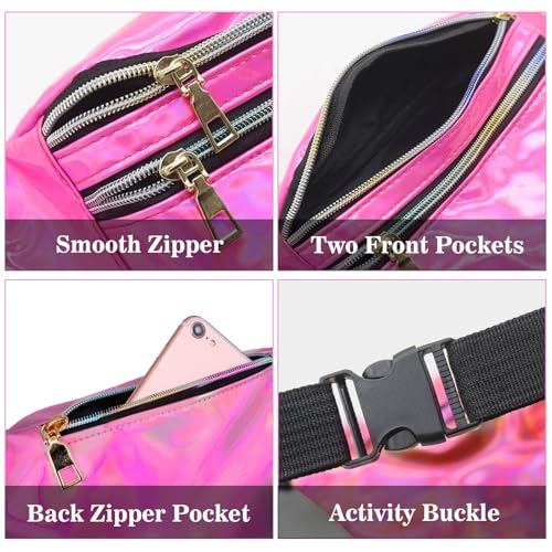 Fanny Pack For Women Holographic Crossbody Waist Bag Waterproof Waist Packs Adjustable Belt Laser Hip Bag Fashion Sports P...