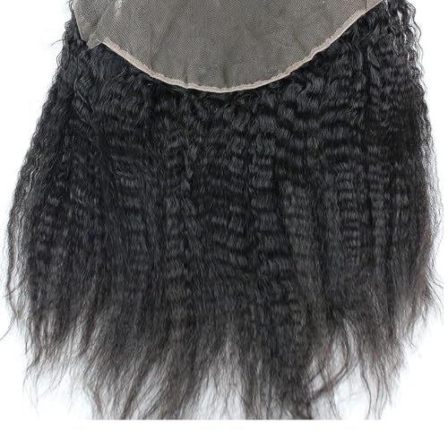 Dreambeauty 13¡¿6" Transparent Full Lace Frontal Closure Kinky Straight Ear to Ear Free Part Unprocessed Brazilian Virgin Human Hair Extensions With Baby Hair Bleached Knots Natural Color (18 Inch)