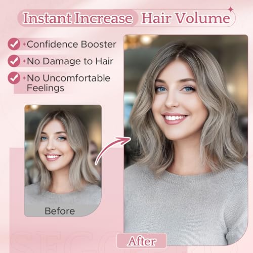Hair Toppers for Women Real Human Hair with No Bangs 3.1¡¿3.9 Inch Silk Base Clip-In Topper Natural Looking Hairpieces for Women£¨10 Inch,Dark Grey£©